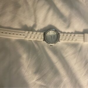 Geneva White Watch with Sparkling Bezel
